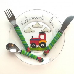 Assiette + 3 couverts tracteur