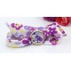 Montre papillon rose or bracelet tissu