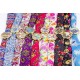 Montre femme arabesque rouge rose or bracelet tissu