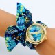 Montre femme couple papillon or bracelet tissu