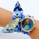 Montre femme trefle or bracelet tissu