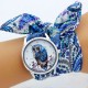 Montre chouette hibou argent bracelet tissu