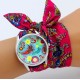 Montre foulard arabesque rouge bracelet tissu