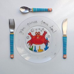 Assiette + 3 couverts Crabe