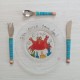 assiette et trio de petits couverts motif crabe marché noel de saint-malo