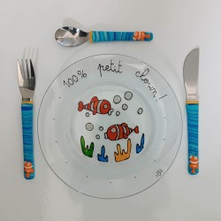 Assiette + 3 couverts Poisson-clown