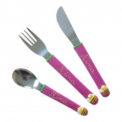 Couverts enfant abeille de couleur rose parfait pour les petites filles!