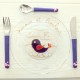 L' ensemble assiette + 3 couverts Oiseau "Amour et bonheur"