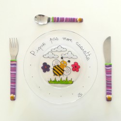 Assiette + 3 couverts Abeille