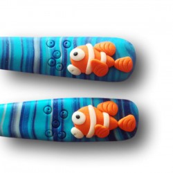 Le set de 2 Couverts Poisson-clown personnalisé est idéal pour une naissance, baptême 